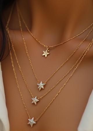 Gold layered necklace set