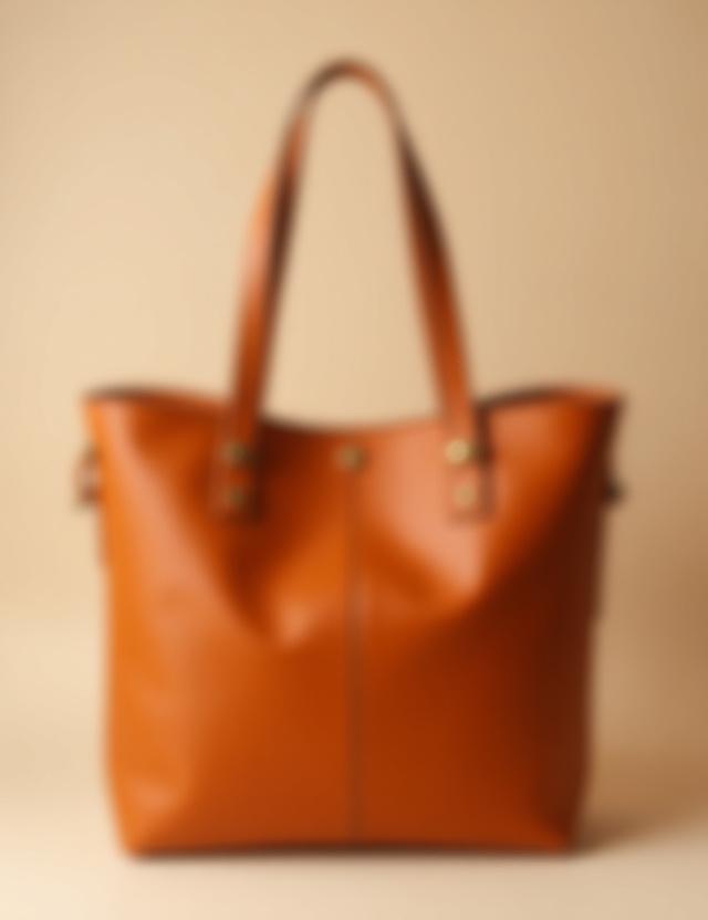 Structured caramel leather tote with gold hardware