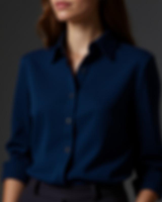 Petite Silk Blouse in Midnight Blue