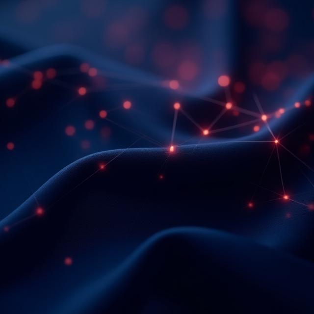 Abstract representation of digital security and privacy protection layered over silk fabric